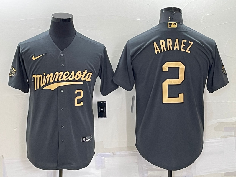 Men's Minnesota Twins #2 Luis Arraez 2022 All-Star Charcoal Cool Base Stitched Baseball Jersey
